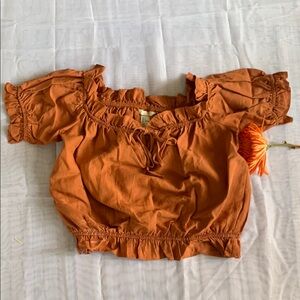 Women's Orange Ruffled Top